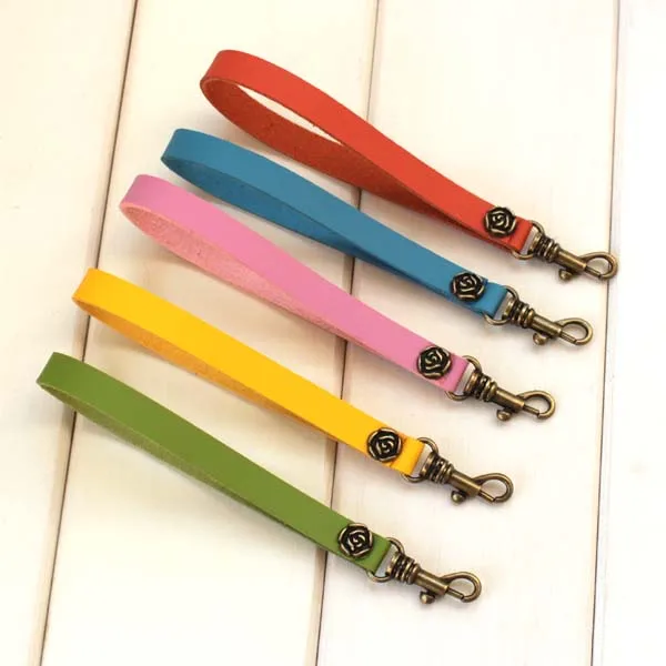 

Rainbow color super-fibre faux leather handle 11cm mouth gold package handle little rose 20 colors / lot