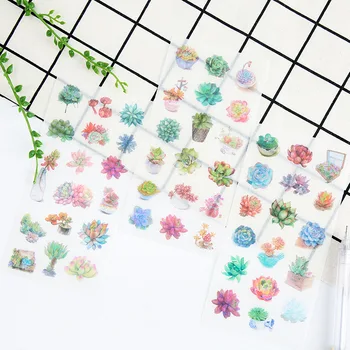 

6 Sheets/pack Succulent Plants Adhesive Sticker Album Diary Notebook Craft DIY Decor Stick Label Stationery Sticker