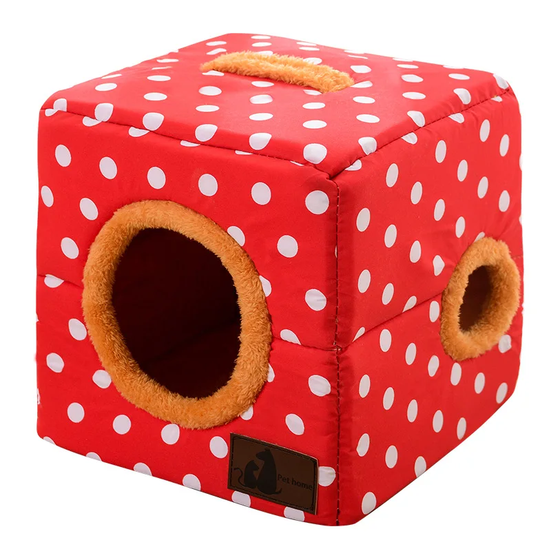 2019 Dog Pet House Foldable Bed With Mat Soft Patchwrok Dog Puppy Sofa House Kennel Nest Dog Cat Bed For Small Medium Dogs