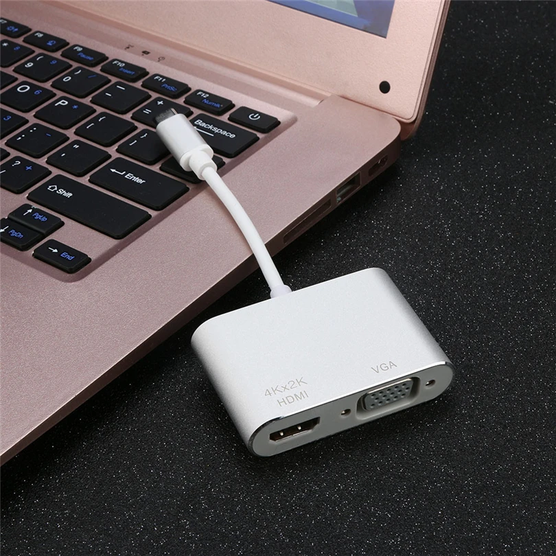 Feniores 2 in 1 USB C HDMI VGA Adapter Type C to HDMI 4K Thunderbolt 3