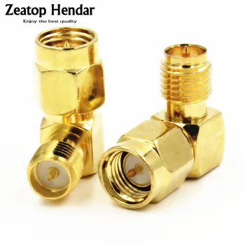 

100PCS Gold SMA Male Plug to RP-SMA Female Jack Right Angle RF Adapter Connector