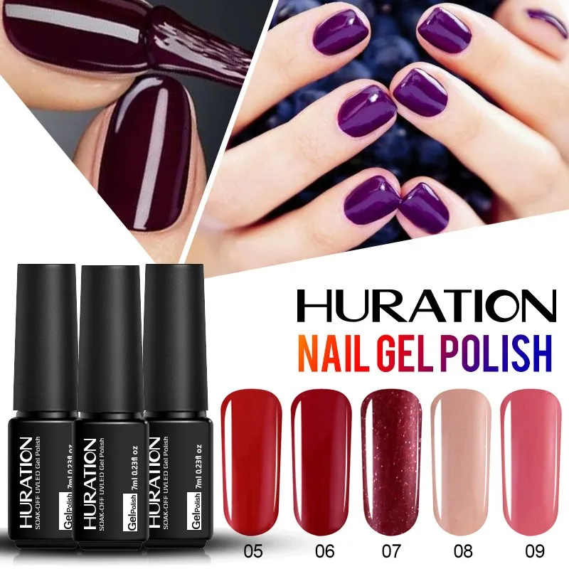

Huration 7ml Soak Off 29 Colors Nude Gel Nail Polish French Lacquers Gellak Nail Art Soak Off UV LED Hybrid for Gel Varnishes