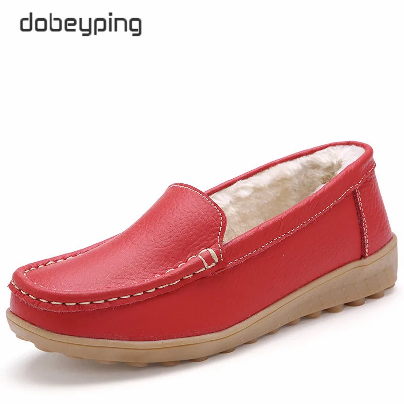 Dobeyping женские мокасины из натуральной кожи на плоской подошве новые зимние