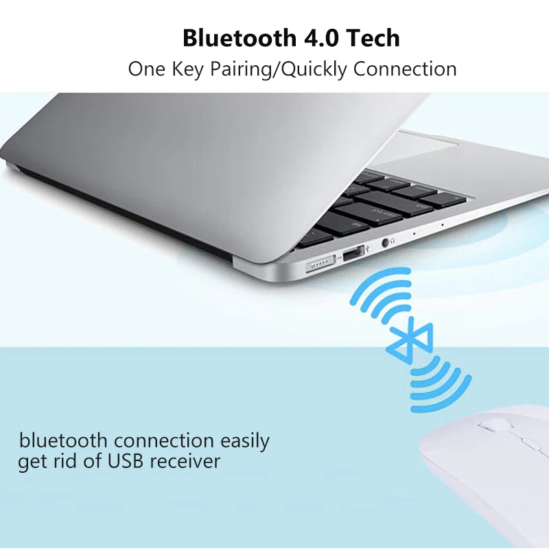 Новая Bluetooth 4,0 Беспроводная мышь мини перезаряжаемая компьютерная мышь для Dell acer Hp Asus мышь оптическая Бесшумная клик для Mac/Win10