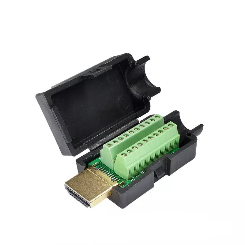 

HDMI 19P Plug Breakout Terminals Solderless Connector Male Plug Terminals Board 2 Row Weld-free Connector With Black Cover