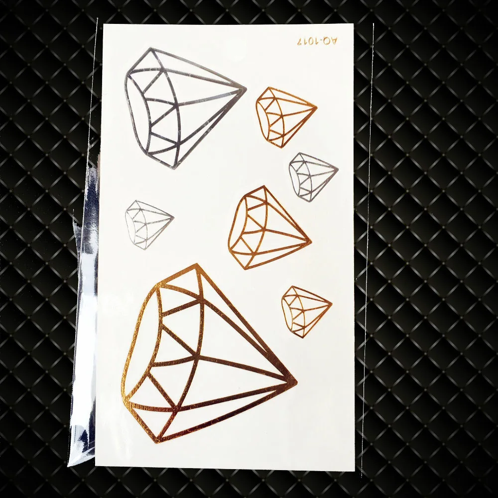 

New Diamonds Designs Children Gold Flash Water Transfer Fake Tattoo Stickers GA1017 Sexy Girl Silver Crystal School Tattoo Paste