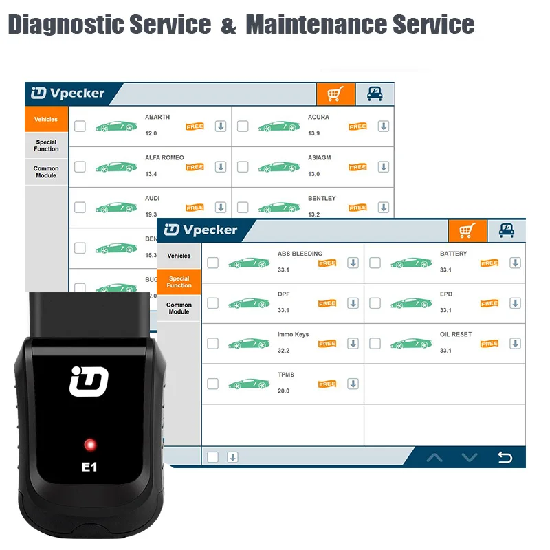 VPECKER E1 Wifi полная система OBD2 Авто сканер TPMS ABS SAS подушка безопасности EPB сброс масла