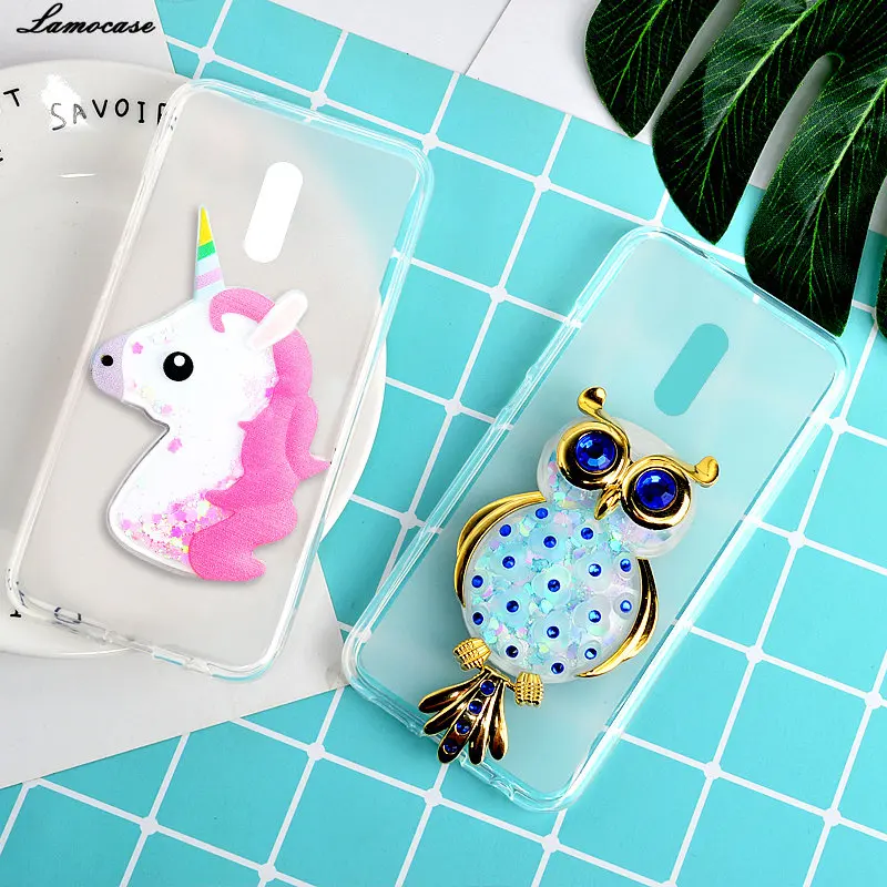 Glitter Dynamic Liquid Quicksand Case for Fly Cirrus 13 FS518 3D Owl Unicorn Cartoon Animals Cover For Fly FS518 FS 518 Shining