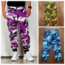 Цветные камуфляжные брюки карго BDU, мужские и женские повседневные уличные штаны с карманами, оранжевые тактические тренировочные штаны в стиле хип-хоп