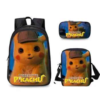 

Pokemon Pikachu Eevee Backpack Students Boys Girls School Rucksack Surprise Gift Schoolbag 3 Pcs/set Backpack+pencil Case