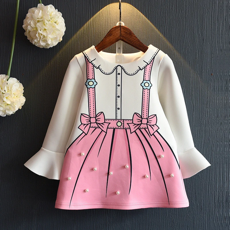 

Girls Clothing 2019 New Spring Korean Cartoon Girl Clothes Shirt+ dress 2pcs Outfit Baby Kids Sport Suit For Girls Clothing Sets