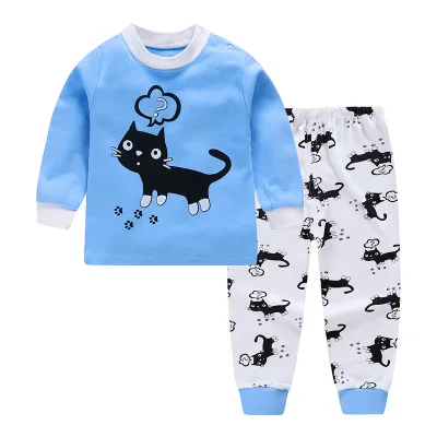 Детские пижамные комплекты с героями мультфильмов хлопковый костюм для сна для мальчиков теплые детские пижамы для девочек топы с длинными рукавами+ штаны, 2 предмета, одежда для детей - Цвет: Кофе
