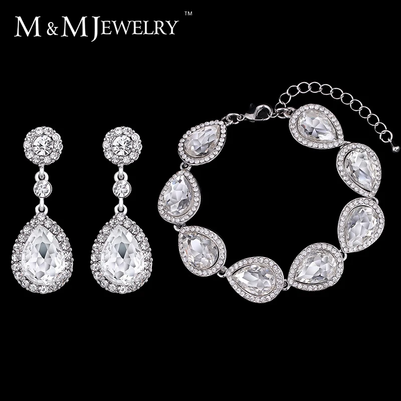 Minmin 4 Colors Bridal Jewelry Sets Long Earrings with Bracelet for Women Wedding Accessories African Beads EH070+SL051