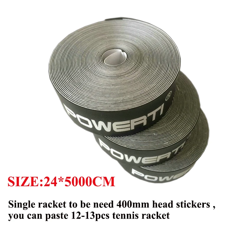 POWERTI تنس إطار حماية بو Overgrip اللزوجة ملصقات تنس مضرب الشريط تقليل الاحتكاك 5 M الأسود والأبيض