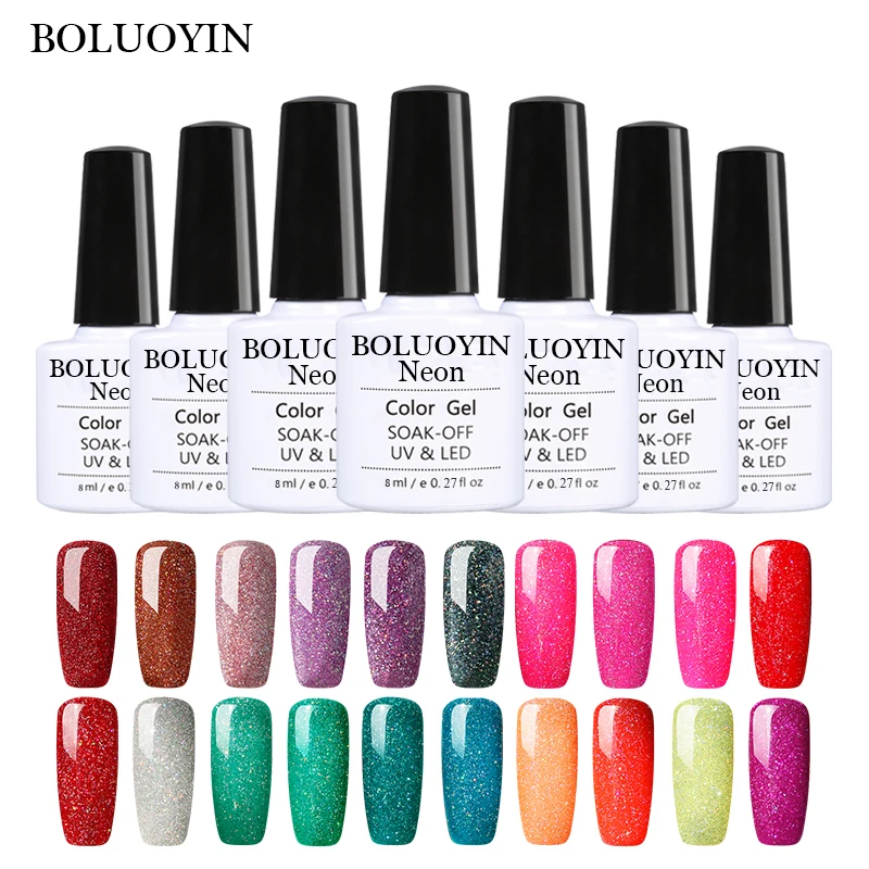 

Rainbow Color Gel Varnish Hybrid Nail Art Semi Permanent UV Gel Nail Polish Manicure Soak Off UV Colorful Neon Gel Primer White