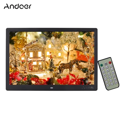 Andoer 15,4 дюймов 1280*800 светодиодный цифровой фоторамка 1080P HD видео игра с пультом дистанционного управления музыкальный фильм электронная книга - Цвет: Черный