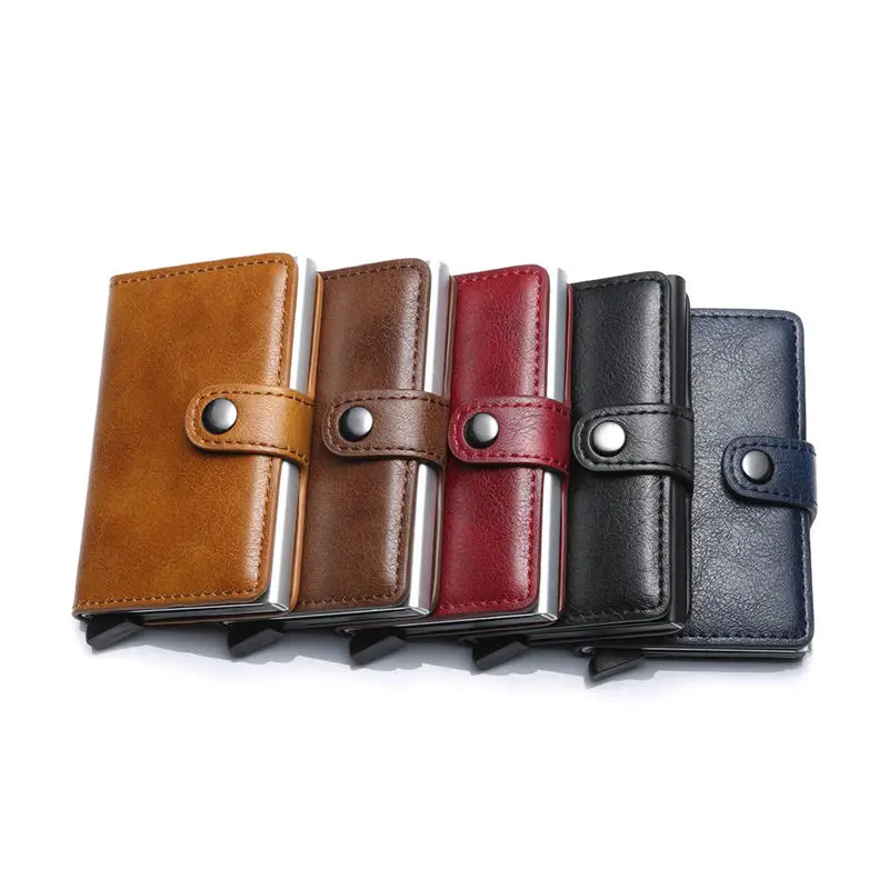 

Vintage Aluminum Business Card Holder Automatic Pop-up Case Wallet men's wallet clutch portfel cuzdan billetera carteira 40MA15