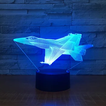 

Air Plane 3D Light LED Table Lamp Illusion3D Night Light 7 Colors Changing Mood Lamp 3AA Battery Powered USB Aircraft Lamp