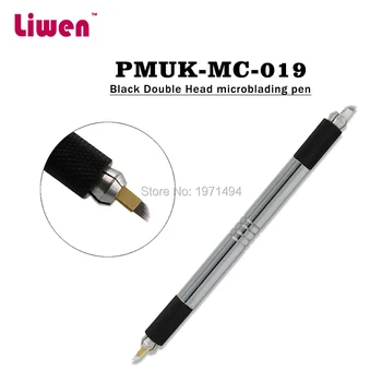 

Top quality 50pcs manual makeup eyebrow double head microblading pens with 10pcs disposable flexible embroidery blade