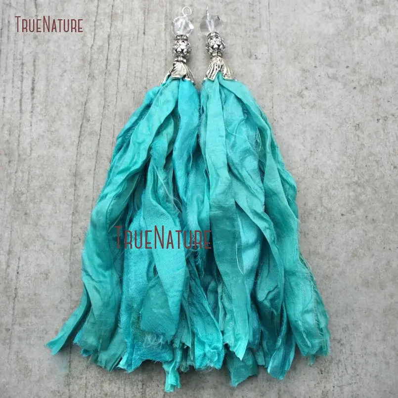20171212-PM9122- Turquoise Sari Silk Tassel Pendant Antique Silver_4
