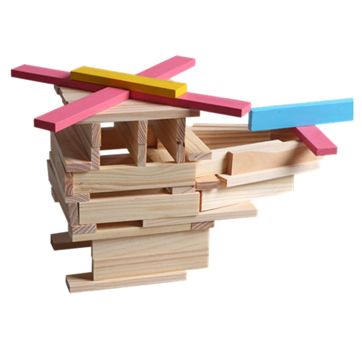 150 шт. натурального соснового дерева строительные доски цвет блок пространственное мышление игрушечные лошадки для детей мальчиков и