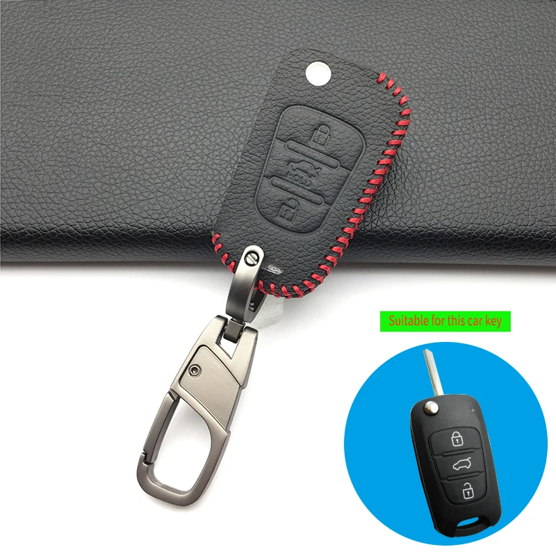 Кожаный чехол для ключей автомобиля для Kia Sportage Sorento RIO K2 K5 для hyundai i20 i30 i35 iX20 iX35 Solaris Verna 3 корпус для ключей на кнопке
