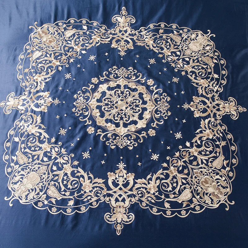 Waliicorners 60SEgyptian Cotton Embroidered Luxury Royal Bedding Set 4/6Pcs King Queen Size Duvet Cover Bed Sheet set Decorative Pillowcases 63 3