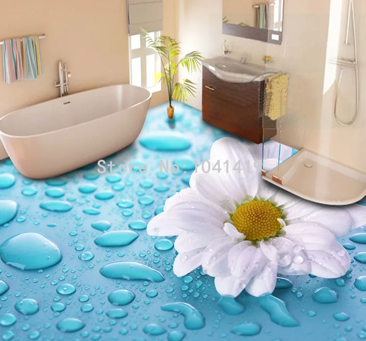 Современные пасторальные цветы 3D полы Фреска фото обои ванная комната ПВХ самоклеющиеся Водонепроницаемый 3D пол наклейка Papel де Parede