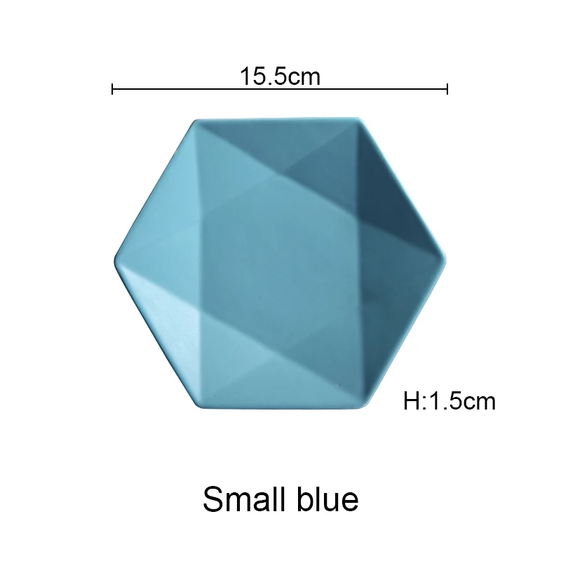 Керамические обеденные тарелки, тарелка из говядины, посуда, шестигранная матовая десертная тарелка, простая и креативная Салатница, блюда Akuhome - Цвет: small blue