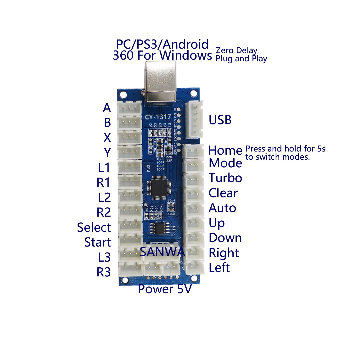 SJ@ JX аркадный USB кодировщик светодиодный аркадный контроллер ПК PS3 Android аркадный DIY комплект светодиодный аркадный светодиодный с нулевой задержкой