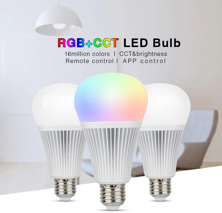 

MiLight FUT012 E27 9W RGB+CCT LED Bulb Spotlight 110V 220V Full Color Remote Control Smart Bulb WiFi Compatible 4-Zone Remote