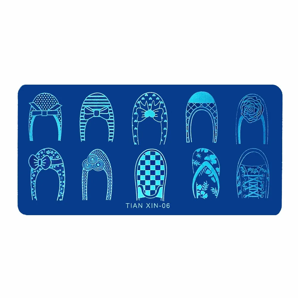 1 Sheet Template Nail Art Stamping Plate Women Manicures Tool Shoe Design Bow Tie Flower Pattern Nail Stamp Template TIAN XIN-06 (1)