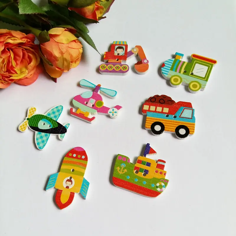 30 шт. детские деревянные пуговицы с мультяшным рисунком|button press|buttons bangles and beadsbutton