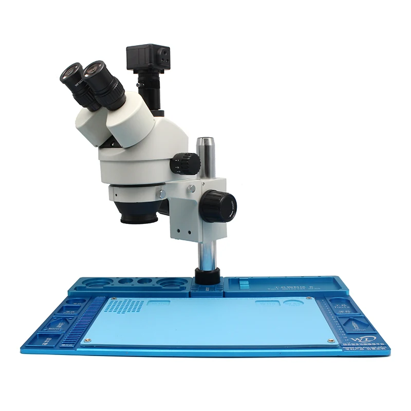 

5.0MP USB Microscope Camera 7-45X Zoom Trinocular Stereo Microscope with Base Maintenance Platform for Mobile Phone Repairing