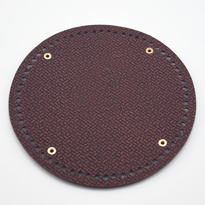 19cm Circle Bottom for Knitting Bag Bottom with Holes Braided PU Leather Accessories for Shoulder Bag Handmade DIY Part KZBT024