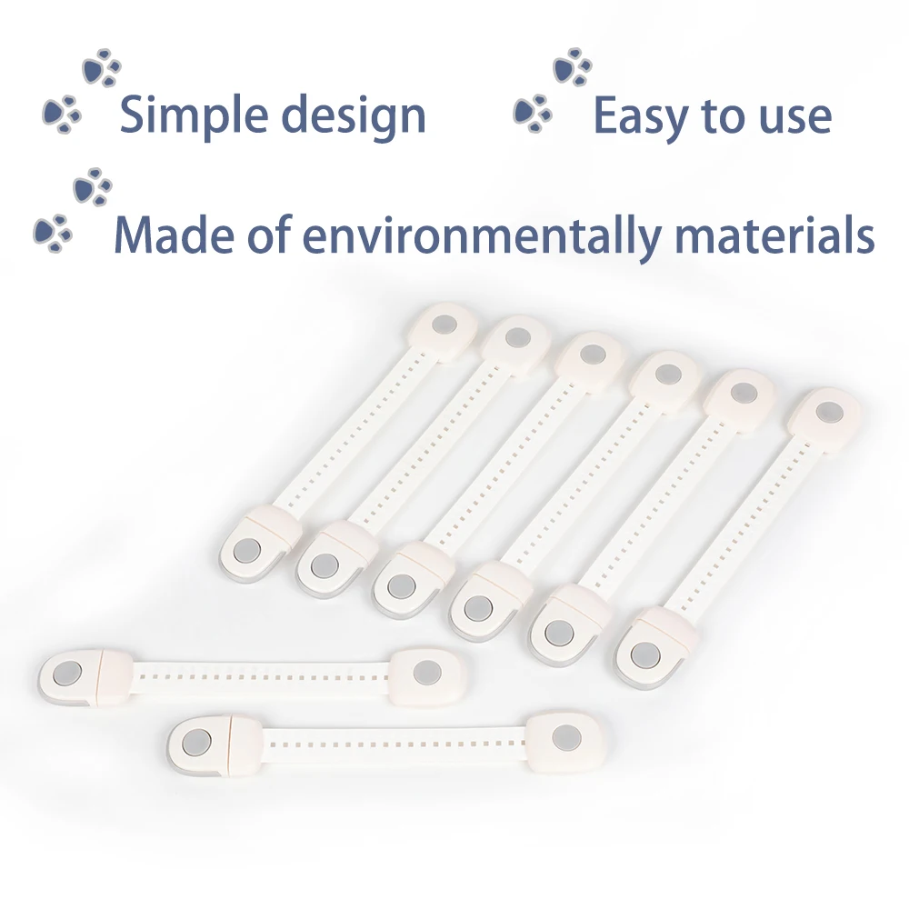 CHILD CABINET LOCKS | Baby & Child Proof Drawers,Bumpers and More | Multi-Purpose Use | No Tools or Drilling Required| White