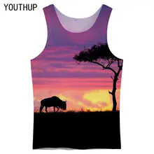 YOUTHUP, новинка, майки для мужчин, 3D принт, закат, пейзаж, повседневный жилет, летние футболки, женские топы, мужские спортивные костюмы размера плюс, 3D одежда