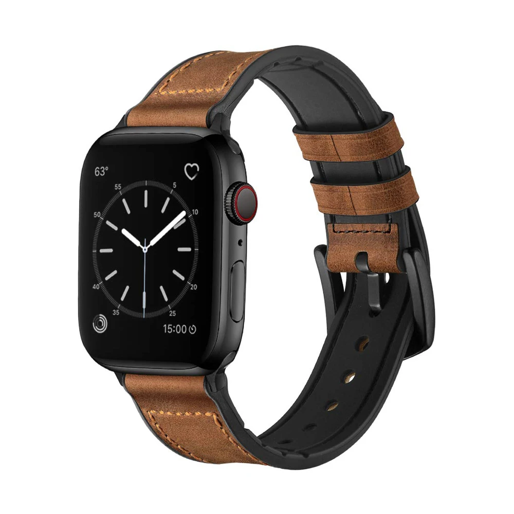 Ремешок силиконовый и кожаный для apple watch band 44 мм 40 браслет iwatch 42 38 series 6/SE/5/4/3/2/1