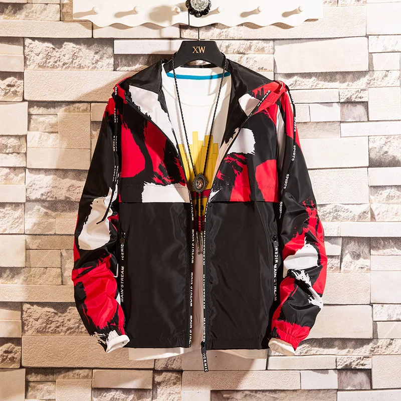 

Autumn 2019 New Camouflage Patchwork Jacket Men Fashion Jacket Mens Coat Streetwear Clothes Man Hip Hop Hooded Bomber Jacket