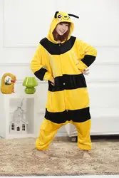 Взрослых пчелы Комбинезоны пижамы мультфильм животных Хеллоуин костюм с капюшоном Пижама унисекс Косплэй костюм пижамы платье