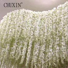 11PCS מלאכותי פרח ויסטריה גפן 120cm אחת Silk140 פרחי סדרת DIY צמחי בית חתונה קישוט קיר רקע