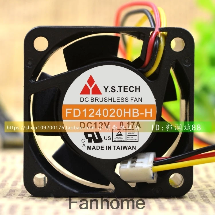 Для нового Yuanshan Y.S.TECH FD124020HB H DC12V 0.17A 4020 4cm охлаждающий