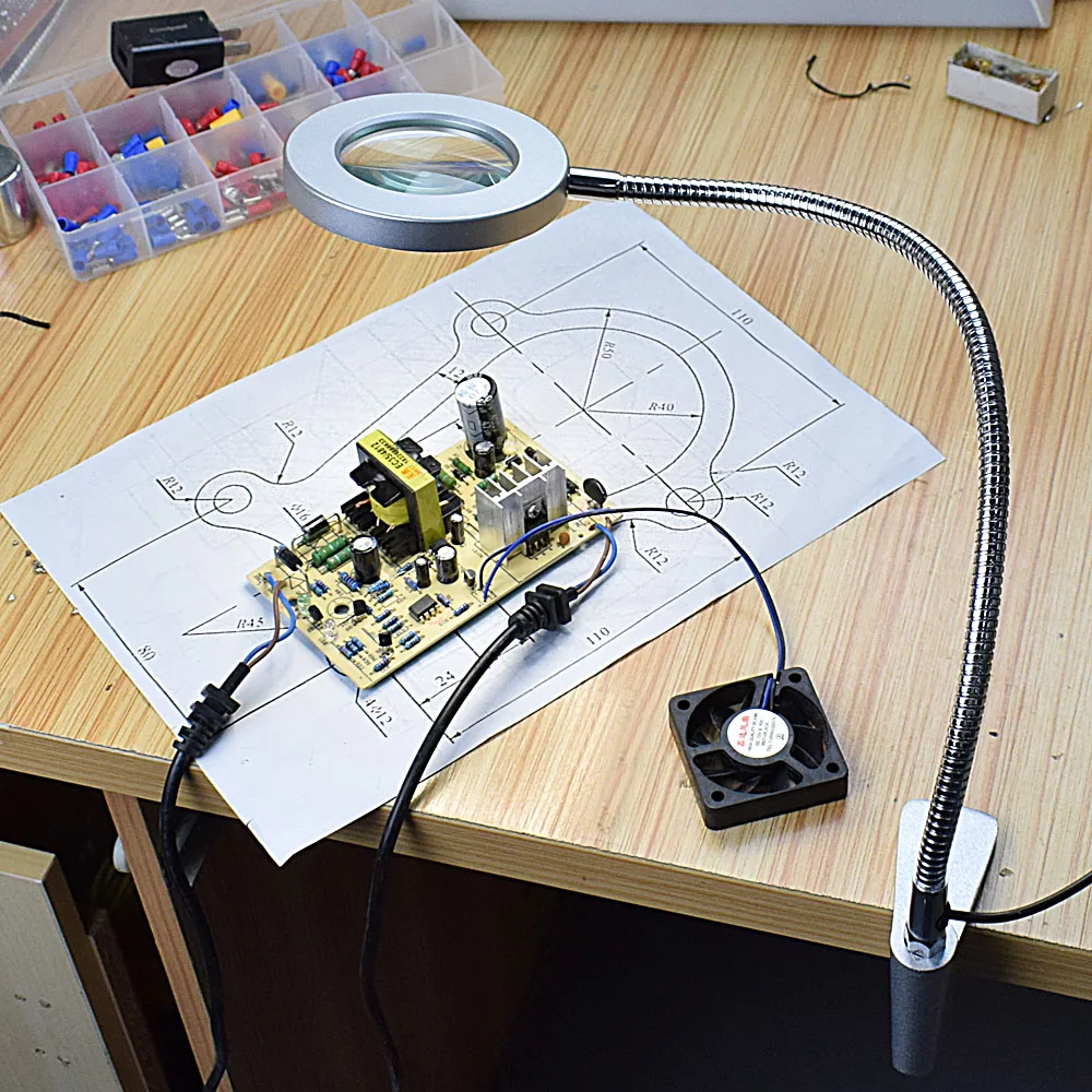 NEWACALOX увеличительное стекло USB 3X/5X тиски, стол Зажимная Лупа светодиодный свет Гибкая Настольная лампа для чтения рабочего освещения