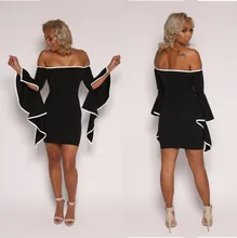 Manga de la colmena sin tirantes de bodycon dress sexy mujeres flouncing color patchwork hombro corto vestidos de fiesta vestidos de mujer