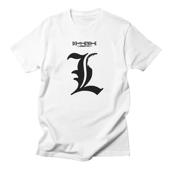 

Death Note L White T Shirt Men Cotton Anime Casual Fashion Streetwear Harajuku High Quality Homme Basic Tee Shirt Men Hip Hop