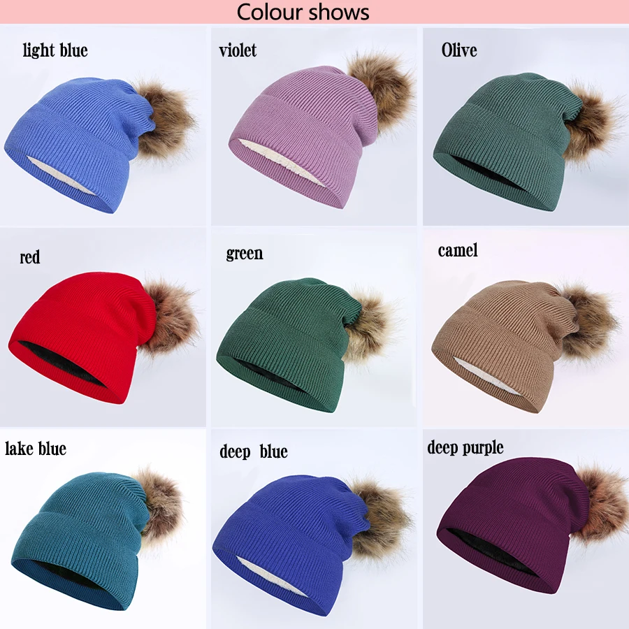 Girita Winter Women's knit hat fleece lined Hats crochet Skullies Beanies Pompon Fur Female Warm Caps The new listing (12)
