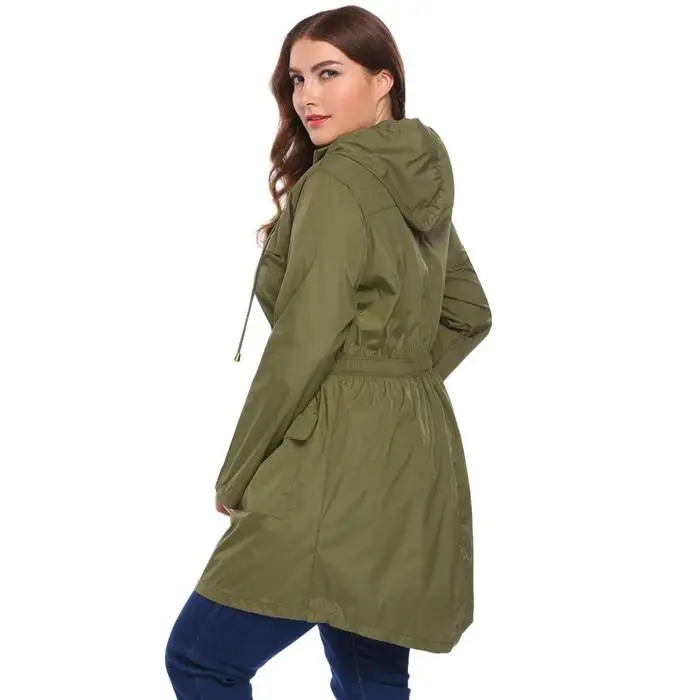 IN'VOLAND размера плюс женская куртка пальто с капюшоном зима осень шнурок молния свободная ветровка большой дождь пальто большой размер