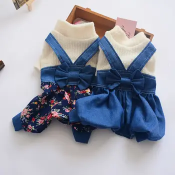 

Lovely Floral Bow Pet Dog Dress For Small Dogs All Season Chihuahua Yorkie Pug Clothing Puppy Cat Clothes Dog Wedding Dresses