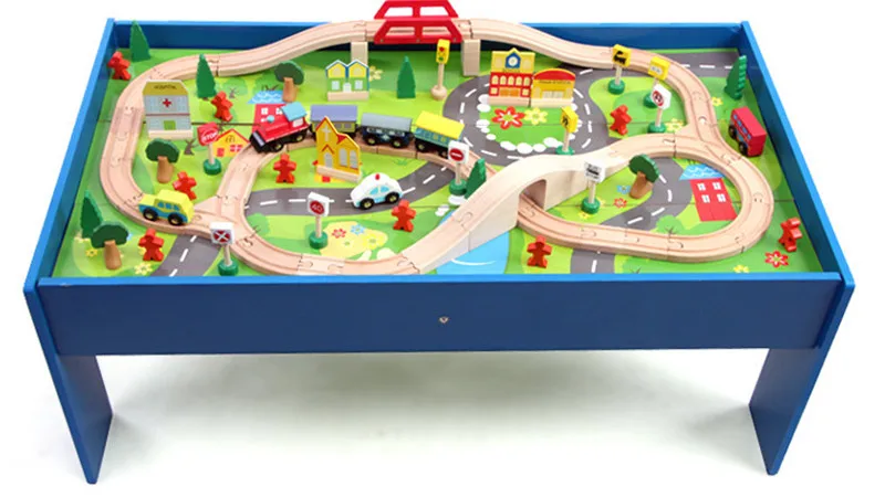  Wooden toy roller coaster track 90 piece gaming of tables wooden blocks wooden educational toy baby