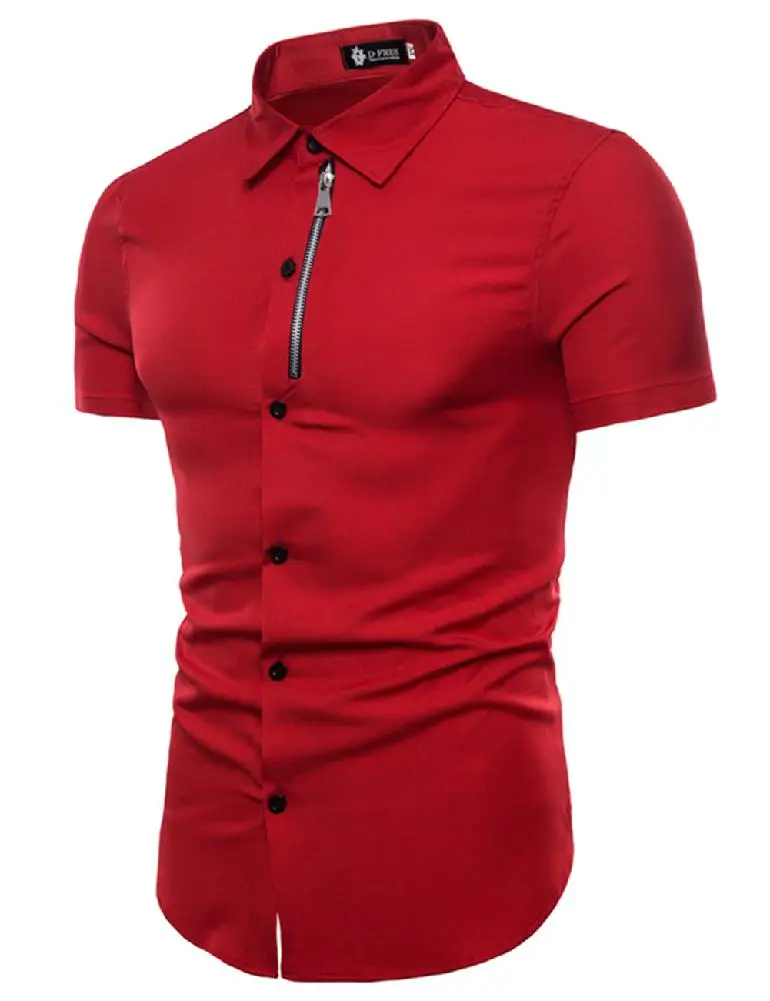 Mrwonder 2018 новые летние рубашки Для мужчин на молнии Дизайн большой Размеры повседневные летние футболки короткий рукав Смешанный хлопок